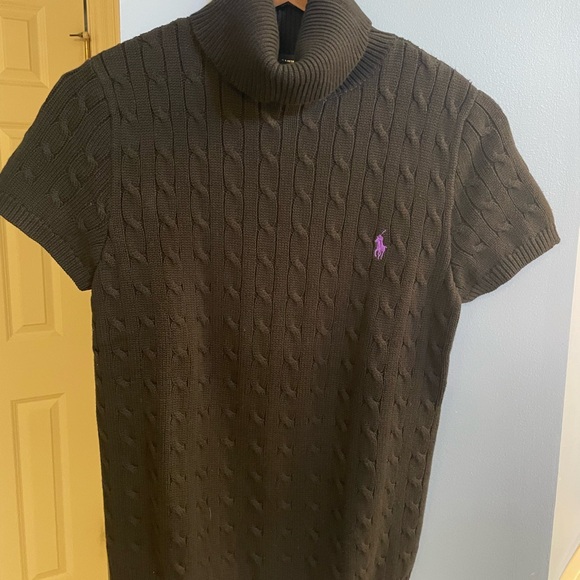 Ralph Lauren Black Cable Knit Turtleneck Sweater short sleeve - Picture 1 of 6